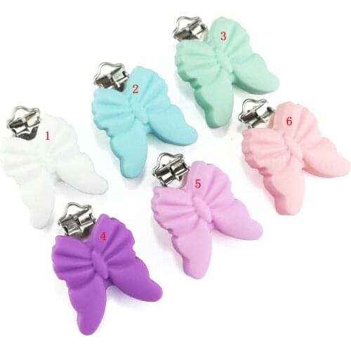 5pcs Butterfuly Silicone Suspender Clip Pacifier Chain Clip Silicone Clip Selectable Silicone Suspender Holder