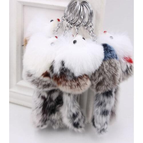 14cm Rex Rabbit Fur Cute Fox Plush Keychain Toys Soft Fur Bag Pendant Keychains Car Keychain Plush Pendant Fox Plush Toys