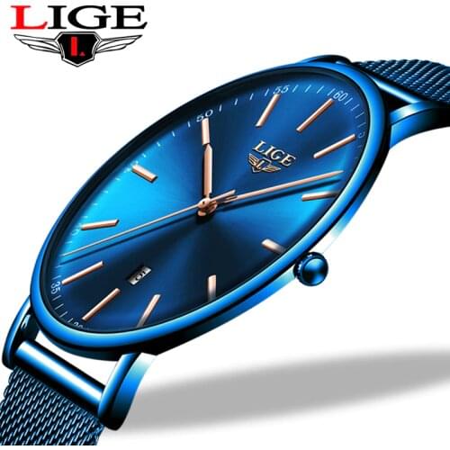 LIGE Womens Watches Top Brand Luxury Waterproof Watch Fashion Ladies Stainless Steel Ultra-Thin Casual Wristwatch Quartz Clock