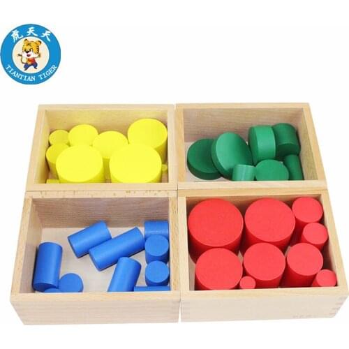 Montessori Baby Toys Four Colored Cylinder Set Sensory Toys Early Education Teaching Aids