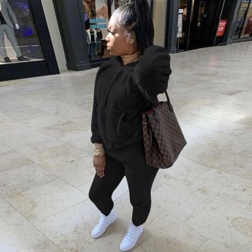 Imcute Velour Two Piece Set Hoodies Long Sleeve Top and Pants Winter Outfits for Women Lounge Wear Clothes Velvet Tracksuit 2020