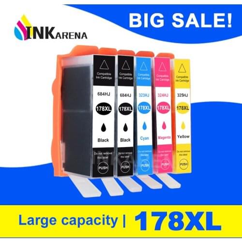 INKARENA 5 Color 178XL Full Ink Cartridge for HP 178 XL Photosmart C6380 C6300 C5300 C6383 D5460 D5400 D5463 C309a C310 Printer
