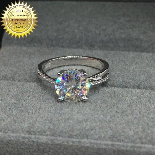 100% 18K Gold 1ct Moissanite Diamond Ring D color VVS With national certificate 06