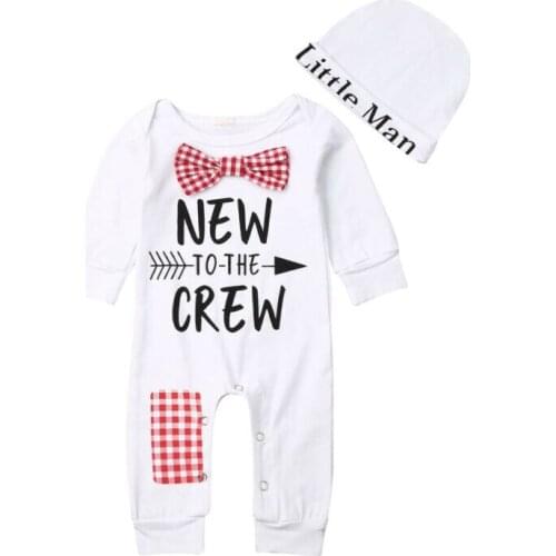 0-6M Infant Newborn Baby Boys Girls Letter Romper+Hat Long Sleeve Jumpsuit Autumn Spring Baby Costumes