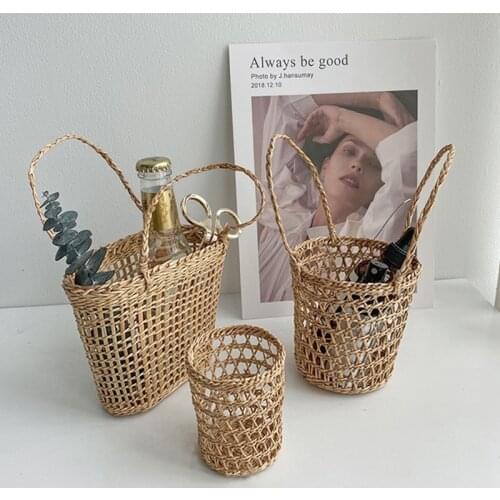 Ins Mini Storage Basket Desktop Sundries Organizer Wall Hanging Flower Baskets Travel Picnic Food Basketful Home Decor Panier