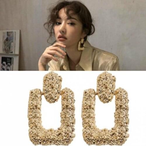 Fashion Jewelry Bohemian Large Earrings Gold Long Lasting Color Dotted Geometric Earrings Statement Female Earrings