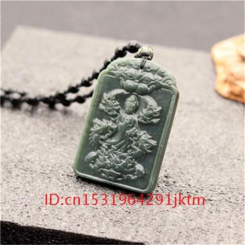 Natural Charm Jewelry Chinese Carved Hetian Guanyin Women Jadeite Dragon Jade Amulet Necklace Gifts Pendant for Fashion Men