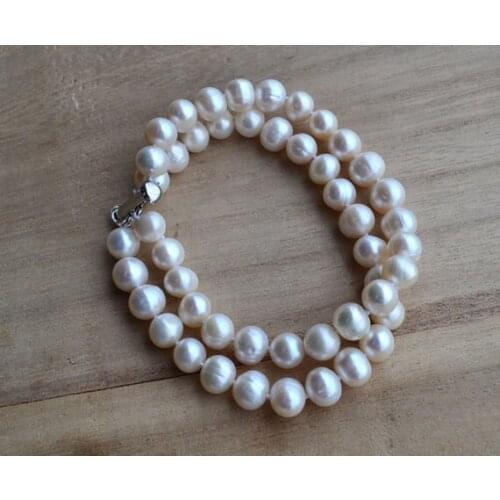 New Arrival Favorite Real Pearl Bracelet White 2Rows 8-9mm Genuine Freshwater Pearls Fine Jewelry Charming Lady Gift