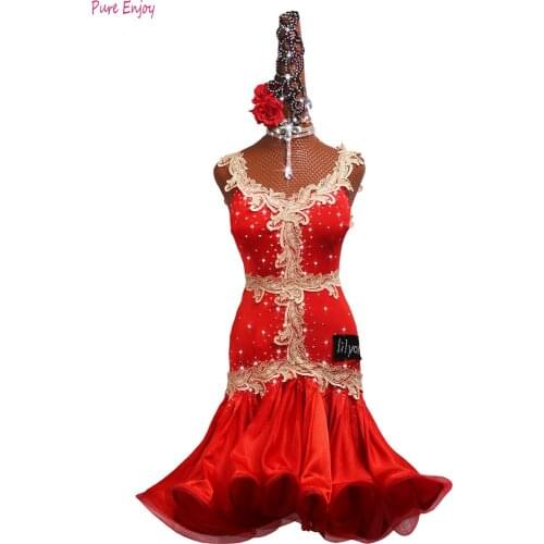 New Latin Dance Dress Women Girls red sleeveless Latin Dance Costumes For Women Diamond Latin Dresses For Girls Competition