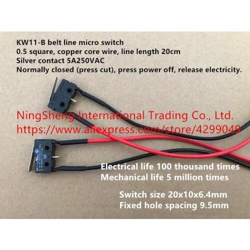 Original new 100% KW11-B silver contact handle with 2 wire normally closed travel limit micro switch 5A250VAC