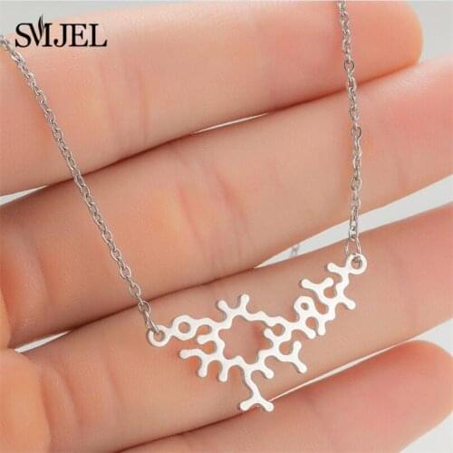 2021 Punk Chemical Molecular Structure Science Pendant Necklace for Women Fashion Design Oxytocin Necklaces Graduation Gift