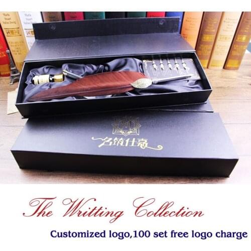 Accept customized design logo quill pen set
