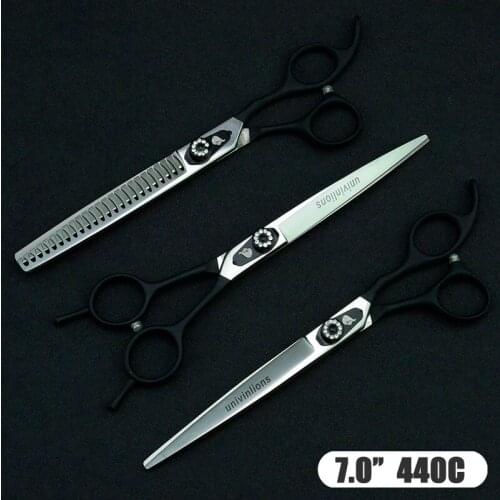 7" Pet Straight & Thinning & Down Curved Scissors Pet Dog Gromming Scissors Kit Pet Cutting Scissors for Dog Cat Stainless Steel