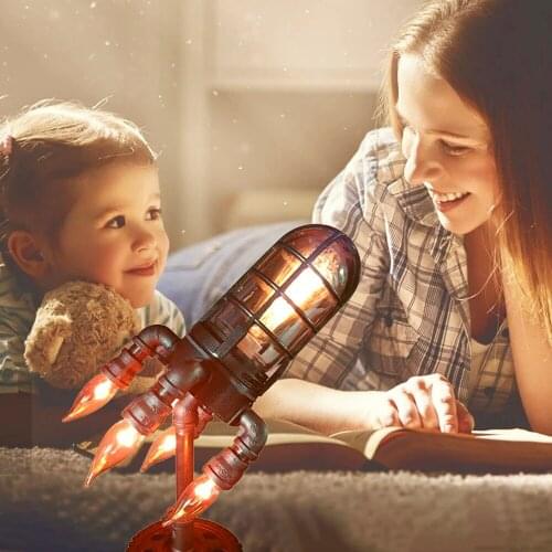 Retro Steampunk Rocket Light Cool LED Table Lamp Rocket Night Light For Home Office Decoration Early Fathers Day Hot Sale 2021