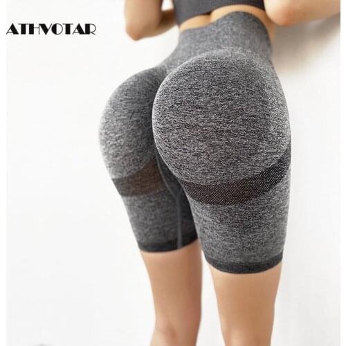 ATHVOTAR 2PCS Sexy Push Up Shorts For Women High Waist Womens Skinny Shorts Workout Training Elastic Fitness Booty Shorts