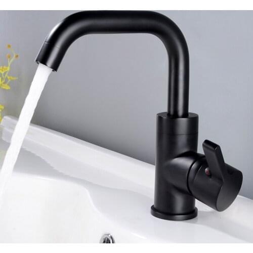 Solid Brass Black Bathroom Wash Basin Faucet Cold And Hot Water Mixer Sink Tap Single Handle Brushed Gold Taps