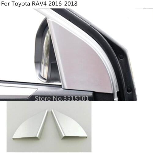 Car Styling ABS Chrome Stick Car A Column Audio Speak Window Windshield Side Triangle Trim 2pcs For Toyota RAV4 2016 2017 2018