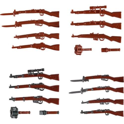 Military Weapon Minifigs British Soviet Soldier US Army Building Block Accessories Mosin Nagan Wood Grain Printing Children Toys