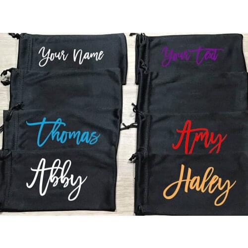 Soft Glasses Case Personalized with a Name Fabric Sunglasses Pouch Custom Name Birthday Bachelorette Party Drawstring Gift Bags