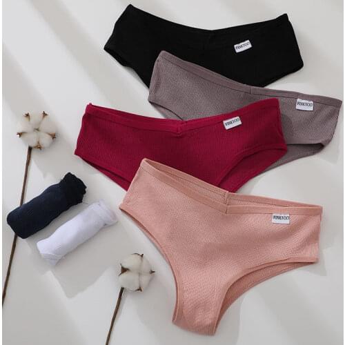 FINETOO 1/2Pcs M-3XL Women Panties Female Cotton Deep V Sexy Lingerie Lady Brazilian Panties Girls Breathable Intimates Lingerie