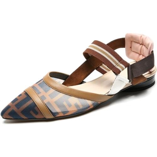 Kmeioo New Fashion Pointed Toe flat Sandals Woman Ladies elegant comfortable casual Party Pumps Dress Genuine leather Shoes