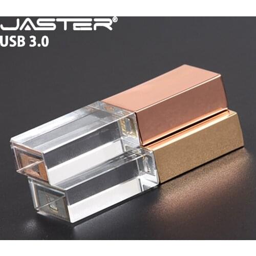 JASTER USB 3.0 Crystal Pen Drive Silver USB Flash Drive 4GB 8GB 16GB 32GB 64GB Black Flash Card Disk Golden Flash Memory Stick