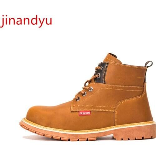 High Top Steel Toe Mens Shoes Genuine Leather Safety Boots Anti Smash Anti Piercing Indestructible Safty Shoes Man Work Boot