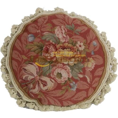 Tailbone Cushion Pillow Antique French Flower Needlepoint Decorative Handmade Decor needlepoint pillow