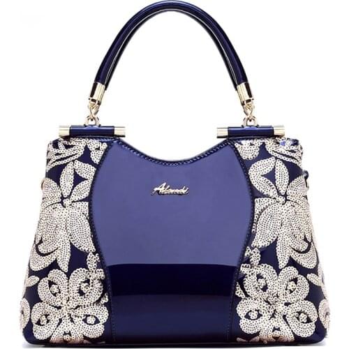 Patent Leather Women Handbags Sequin Embroidery Luxury Shoulder Crossbody Bag Famous Brand Designer Female Fashion Messenger Bag