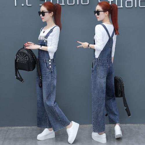 Overalls Denim Overalls Women Korean Version of Loose Jumpsuit Women 2021 Spring and Autumn New Cropped Trousers Casual Pants