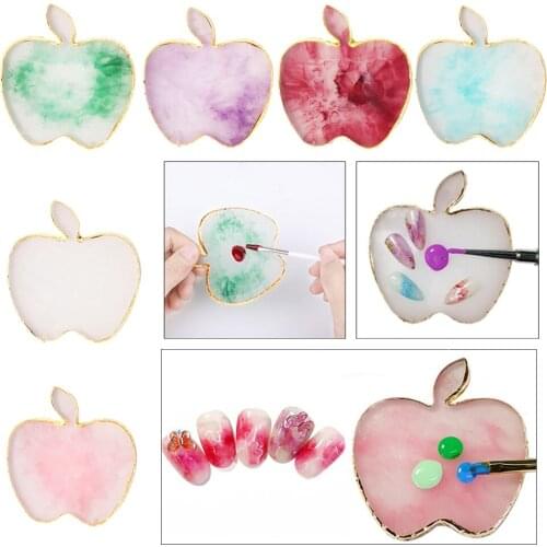 Gold Edge Imitation Agate Palette Crystal Nail Gel Polish Tray Nails Art Painting Gel Palettes Color Pigment Holder