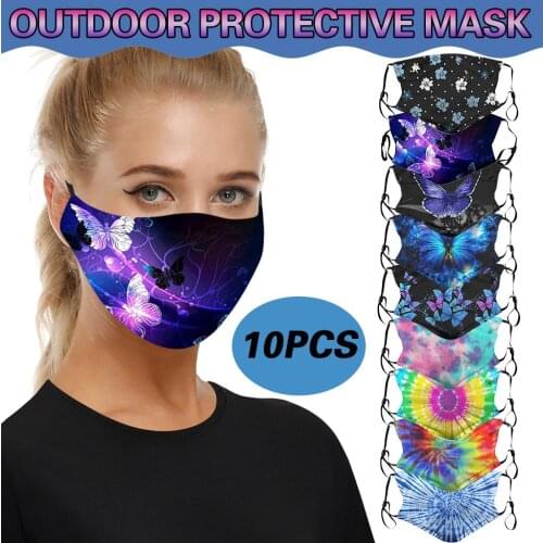 10 Pcs Cotton Ski Fasemask Reusable Fashion Print Washable Ski Fase Maksk For Germ Protection For Adults Breathable Bandana