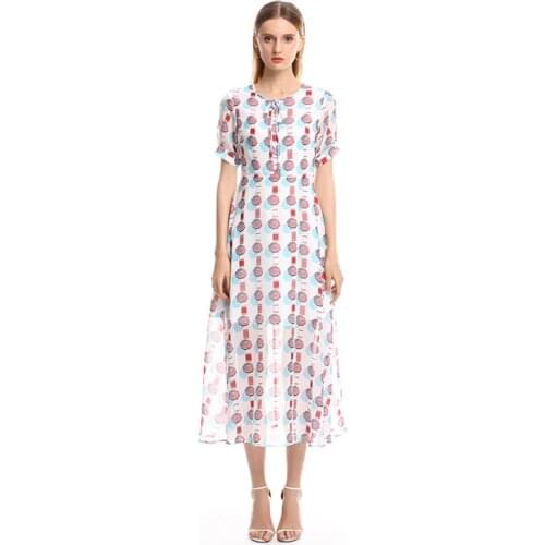 2019 New Designer High Quality Womens Fashion Dress Flower Amazing Runway Elegant Casual White Ladies Summer Beach Midi Dresse