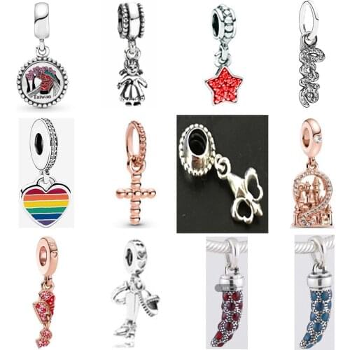 2021 NEW 100% 925 Sterling Silver Cute Characters Dangle Pendant Fit DIY Women Bracelet Original Fashion Jewelry Gift