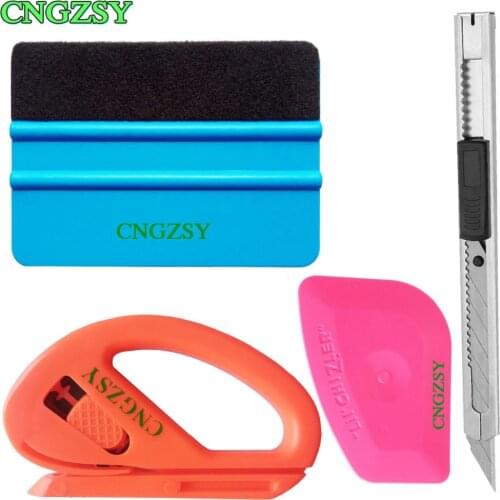 4pcs Vehicle Wrap Squeegee Vinyl Carbon Foil Car Stickers Cutter Knife Solar Film Install Pink Scraper Window Tinting Tools K08B