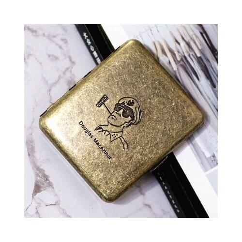 5-8cm Retro MacArthur Antique Cigarette Case Portable Copper Tobacco Case Cigarette Storage Smoking Accessories Gift for Men