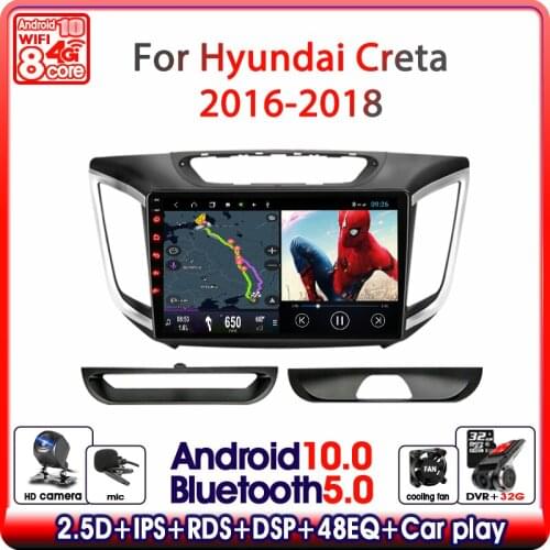 Android 10.0 Car Radio multimedia Navigation For hyundai Creta ix25 2015 2016 2017 2018 Video Player 2 din Navigation GPS 4G DVD
