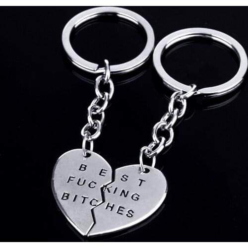 Bespmosp 12Set Best Friend Jewelry Broken Heart Keyring Keychain Keyfob Mom Family Gift Pendant Women Charm New Party Bag Purse