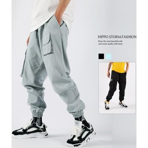 Men Pants Solid color tooling pants American tooling multi-pocket retro casual pants hip-hop loose sweatpants Jogger Pants Sweat