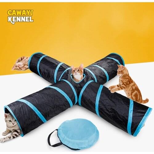 CAWAYI KENNEL Polyester Steel Wire Pet Cat house Toys Collapsible Cat Nest Play With Ball 5 Holes Cat Play Tunnel D1428