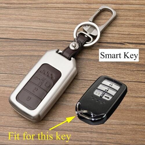 Alloy Remote Key Bag Shell Holder Case Chain Cover Fit For Honda Civic Accord 2016 2017 Accessories Smart 4 Buttons Key Fob Trim