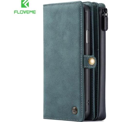 FLOVEME Wallet Case For Samsung Note 20 Ultra S20 Plus Note10 Zipper Cover PU Pouch For iPhone 12 Pro Max SE 2020 11 Pro Max 7 8