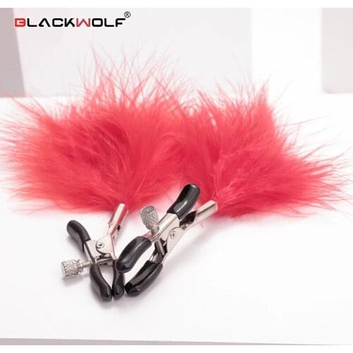 BLACKWOLF 1 Pair Metal Nipple Clamps Feather Breast Clip Teasing Sex Flirting Sex toys for Women Slave Bdsm Exotic Accessories
