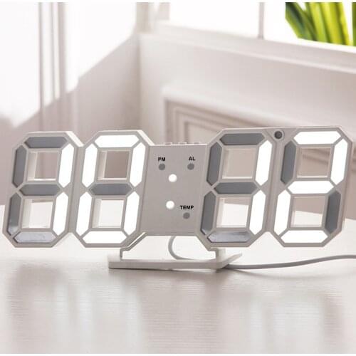 Digital Clock 3D LED Wall Clock Bedroom Desk Hanging Alarm Clocks Table Desktop Clock Calendar Modern Design For Home Decor