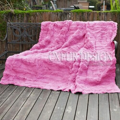 CX-D-30 Sofa Blanket Custom Made Patchwork Rabbit Fur Throw Fur Blanket Mat Area Rug