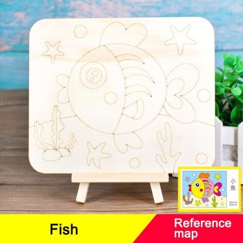 DIY Wooden Board Unfinished Coloring Toy for Kid Drawing Board Painting Learning Educational Drawing Gift Board Pad DJA88