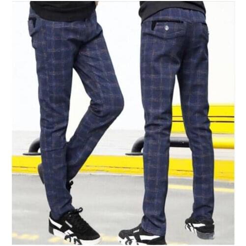 Childrens wear boys casual pants spring and autumn models Big baby plaid pants trousers, primary school single pants for boy