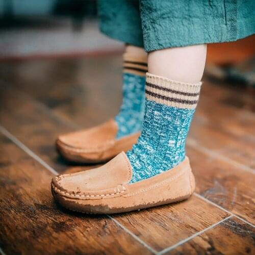 Baby Lotus Winter Socks Girls Kids Funny Socks Warm Wool Striped Soft Boys Fashion Short Socks