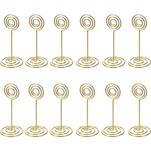 Hot sale 12 Pack Table Number Card Holders Photo Holder Stands Place Paper Menu Clips, Circle Shape (Gold)