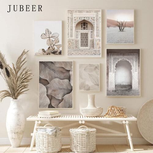 Islamic Picture Poster Landscape Canvas Print Mosque Morocco Door Wall Art Painting Leaf Picture Modern Home Room Decoration
